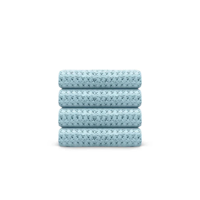 Egyptian Cotton Waffle Washcloth - Light Blue - 4 piece set