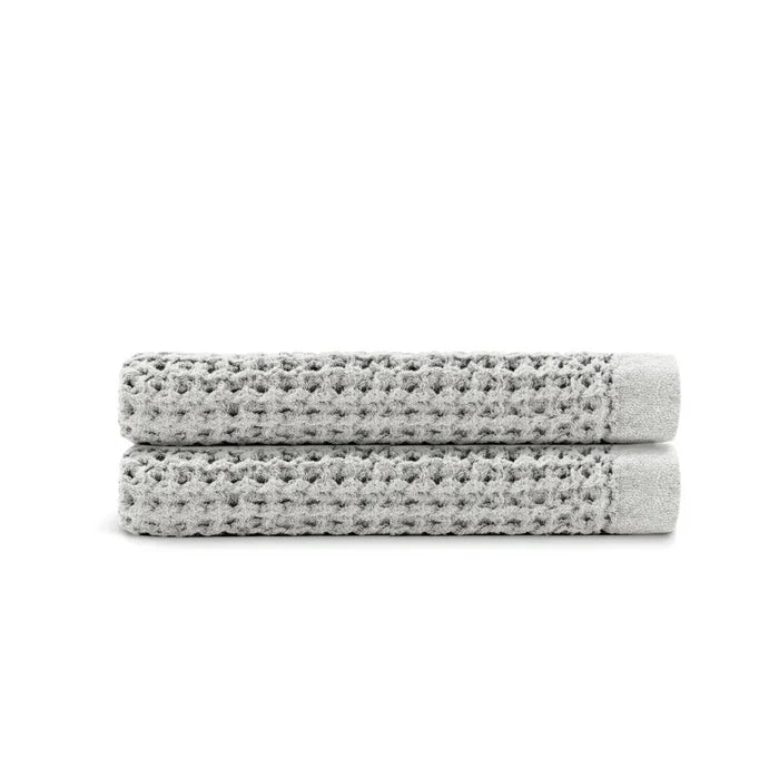 Egyptian Cotton Waffle Bath Towels - Soft Grey - 2 piece set