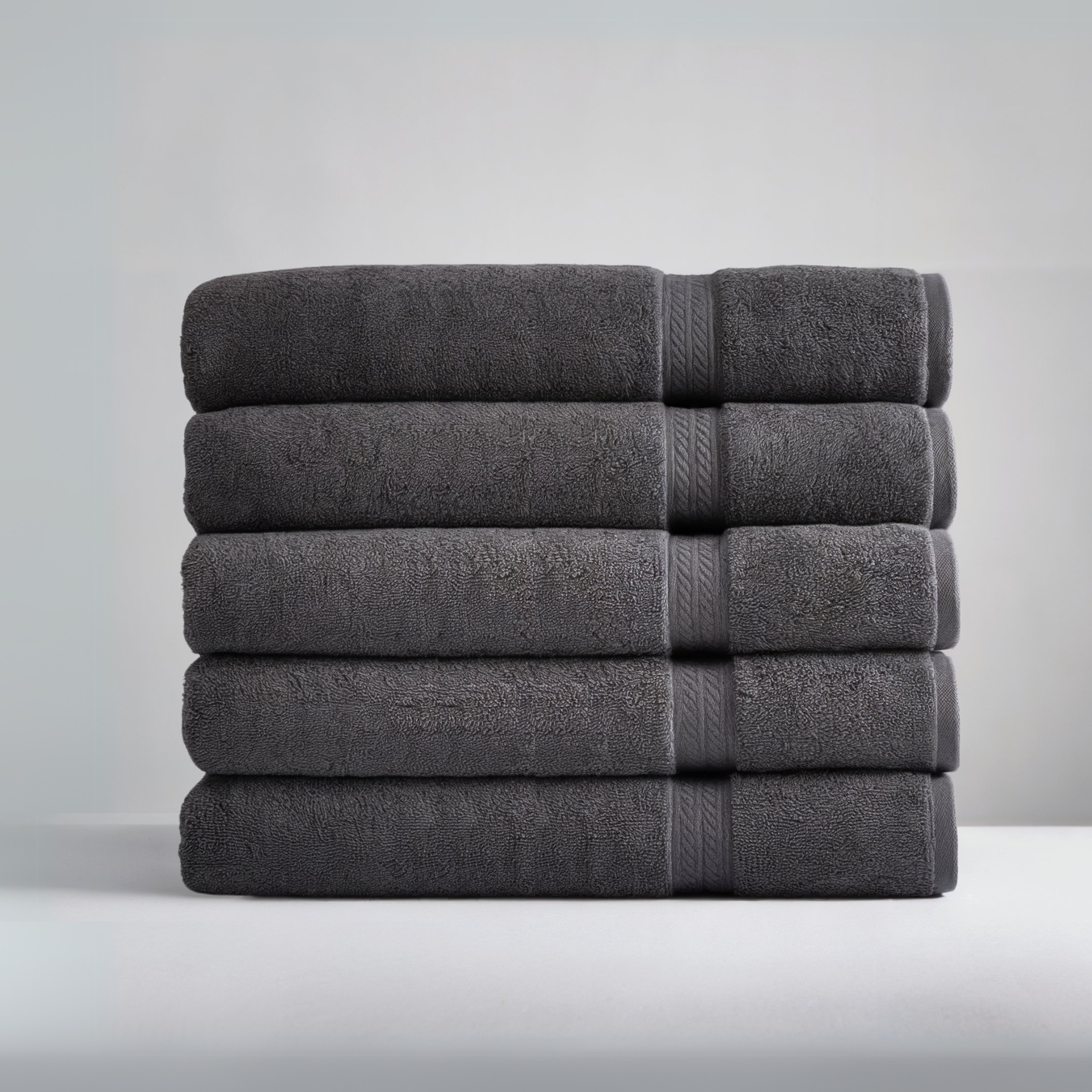 Ultrasoft Egyptian Cotton Bath Towels 5pcs - Dark Grey