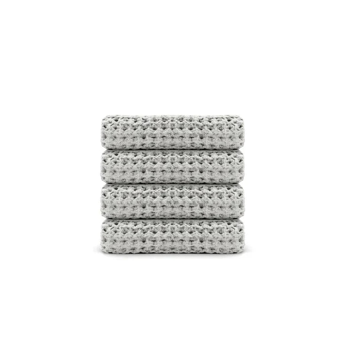 Egyptian Cotton Waffle Washcloth - Soft Grey - 4 piece set