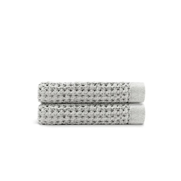 Egyptian Cotton Waffle Hand Towels - Soft Grey - 2 piece set