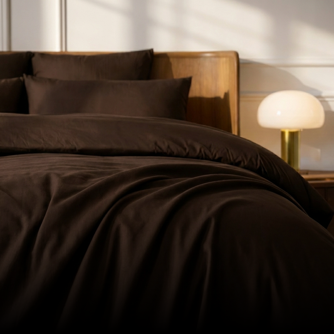 Eucalyptus Lyocell Quilt Cover - Espresso Brown