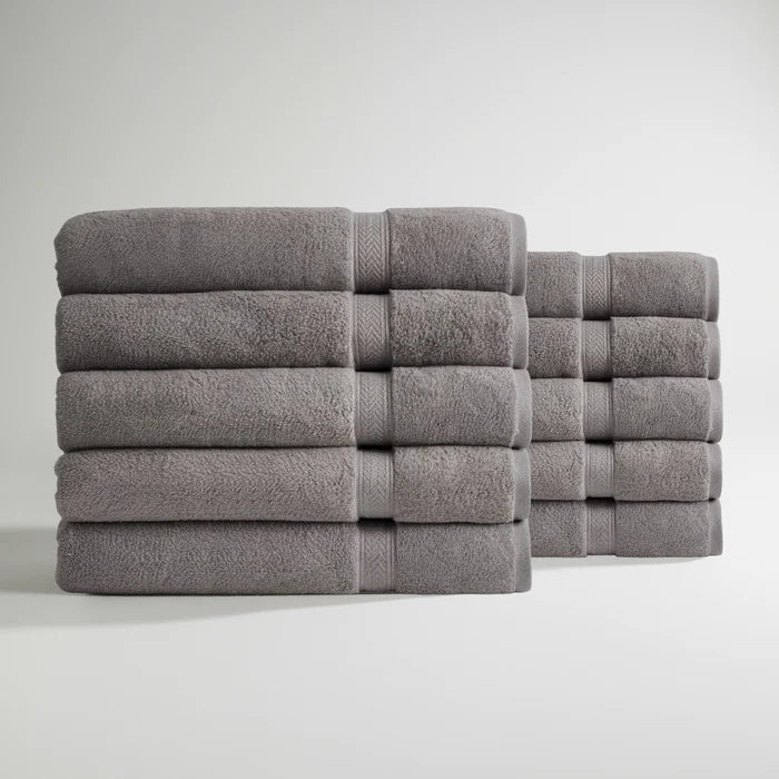 Ultrasoft Egyptian Cotton Bath Towels 10pcs - Soft Grey