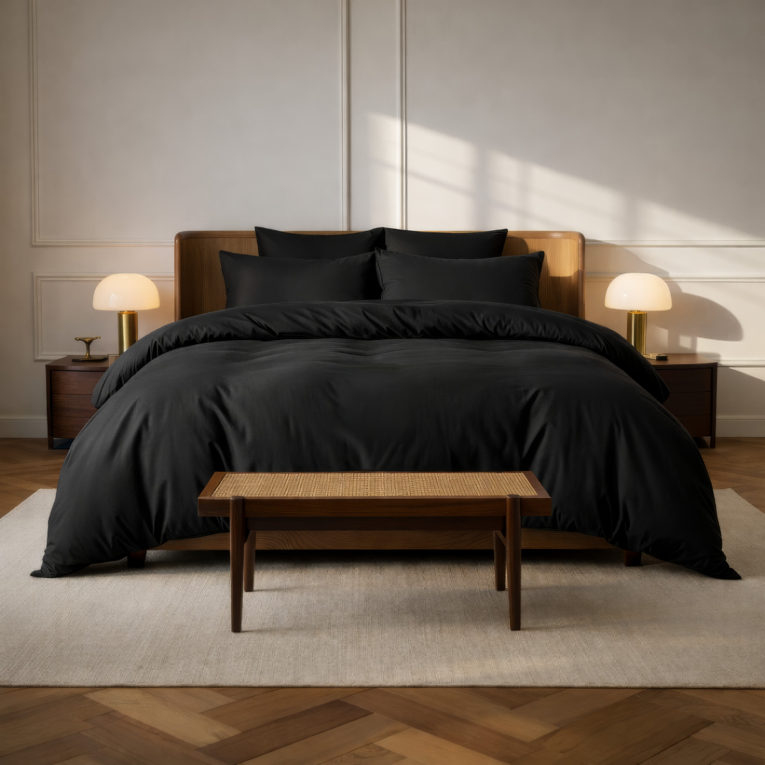 Eucalyptus Lyocell Quilt Cover - Midnight Black