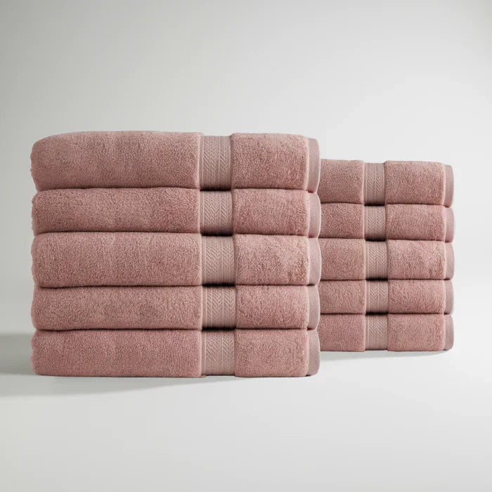 Ultrasoft Egyptian Cotton Bath Towels 10pcs - Rose Pink