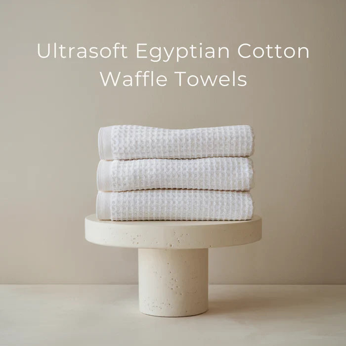 Egyptian Cotton Waffle Bath Towels - Soft Grey - 2 piece set