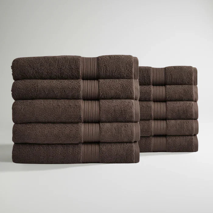 Ultrasoft Egyptian Cotton Bath Towels 10pcs - Dark Brown