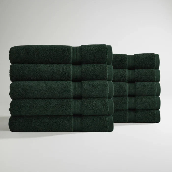 Ultrasoft Egyptian Cotton Bath Towels 10pcs - Dark Green