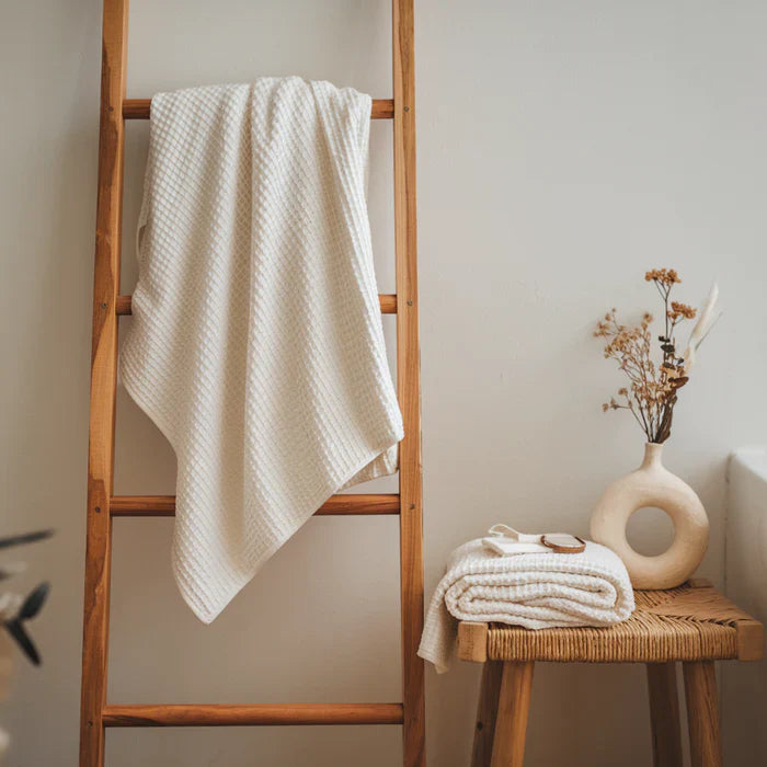 Egyptian Cotton Waffle Hand Towels - Soft Grey - 10 piece set